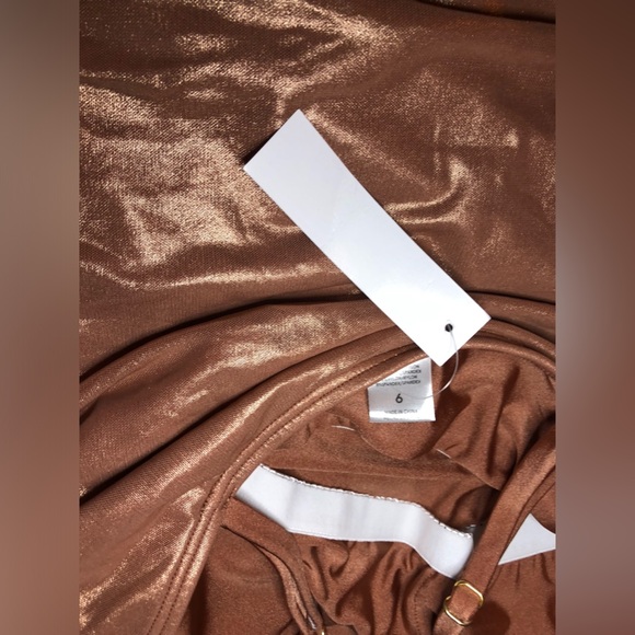 VENUS Shimmering Bronze Metallic Ruched Bikini Top size 6 - Picture 8 of 12